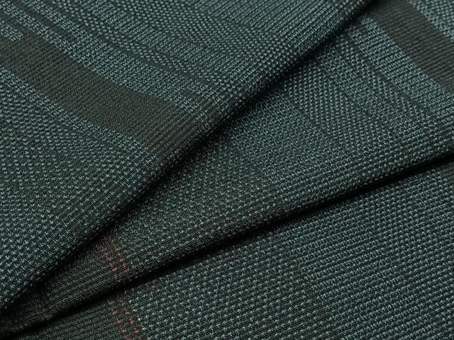 平和屋着物▽本塩沢 単衣 180亀甲 縞 正絹 逸品 AABA9581jh