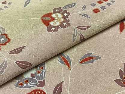 平和屋着物▽上質な小紋 単衣 花蝶文 暈し染め 金彩 正絹 逸品 AABA9584jh