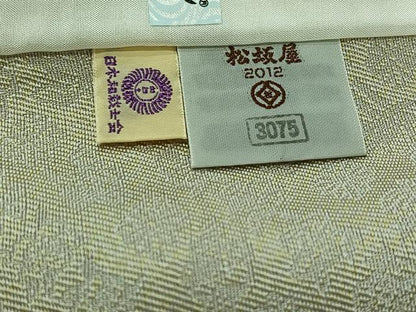 平和屋着物▽上質な小紋 単衣 作家物 草花文 白鼠色 松坂屋扱い 正絹 逸品 AABA9588jh