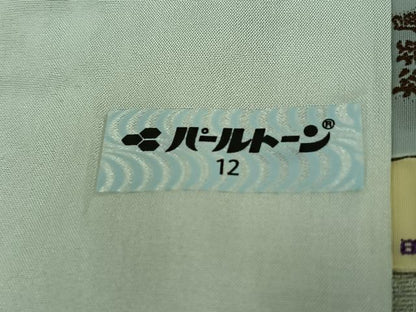 平和屋着物▽上質な小紋 単衣 作家物 草花文 白鼠色 松坂屋扱い 正絹 逸品 AABA9588jh