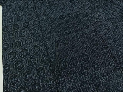 平和屋着物▽上質な紬 単衣 亀甲文 正絹 逸品 AABA9590jh