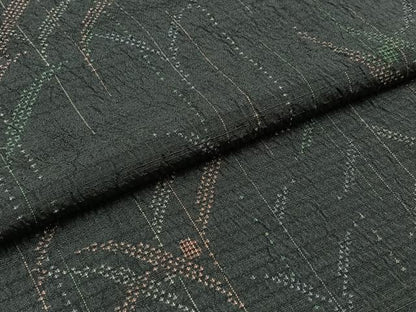 平和屋着物▽上質な紬 単衣 草葉文 正絹 逸品 AABA9593jh