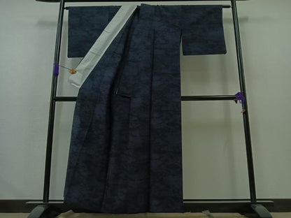 平和屋着物▽結城紬 単衣 流水風景文 証紙付き 正絹 逸品 AABA9595jh