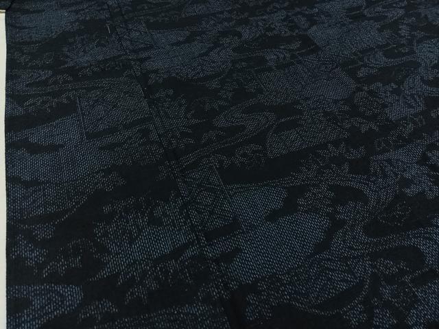 平和屋着物▽結城紬 単衣 流水風景文 証紙付き 正絹 逸品 AABA9595jh