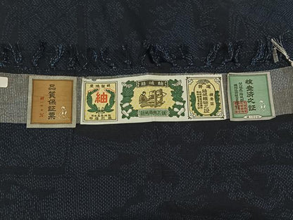 平和屋着物▽結城紬 単衣 流水風景文 証紙付き 正絹 逸品 AABA9595jh