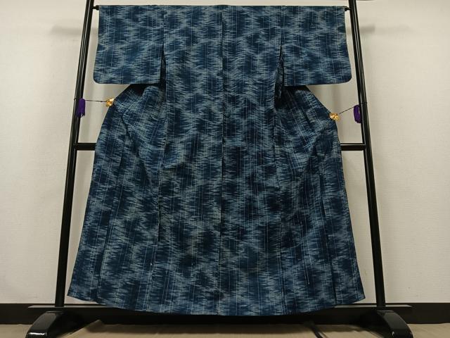 平和屋着物▽上質な紬 単衣 霞文 正絹 逸品 AABA9596jh