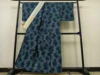 平和屋着物▽上質な紬 単衣 霞文 正絹 逸品 AABA9596jh