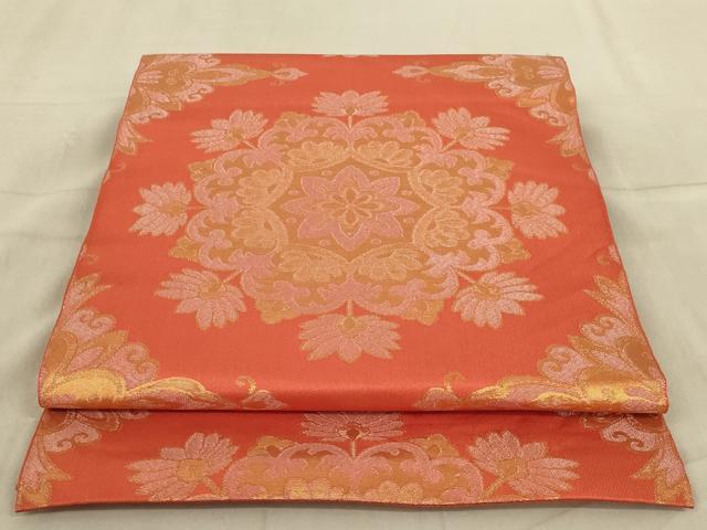 平和屋着物◎全通柄袋帯 正倉院花文 金糸 正絹 逸品 AABA9603ou