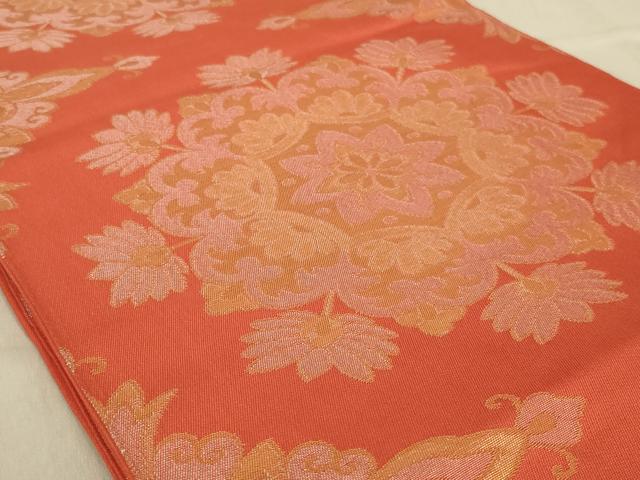 平和屋着物◎全通柄袋帯 正倉院花文 金糸 正絹 逸品 AABA9603ou