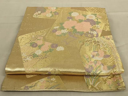 平和屋着物◎佐賀錦 六通柄袋帯 唐織 瑞寶 金糸 正絹 逸品 AABA9612ou