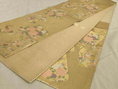 平和屋着物◎佐賀錦 六通柄袋帯 唐織 瑞寶 金糸 正絹 逸品 AABA9612ou