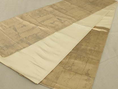 平和屋着物◎六通柄袋帯　霞文　金糸　正絹　逸品　AABA9632ou