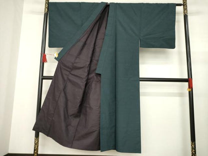 平和屋着物●男性　紬　アンサンブル　色無地　褐返色　正絹　逸品　AABA9779ck