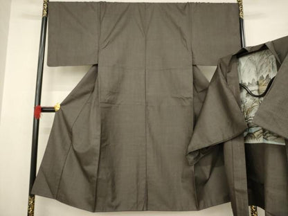 平和屋着物●男性　紬　アンサンブル　亀甲文　正絹　逸品　AABA9781ck