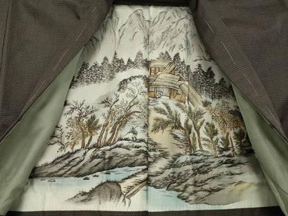 平和屋着物●男性　紬　アンサンブル　亀甲文　正絹　逸品　AABA9781ck