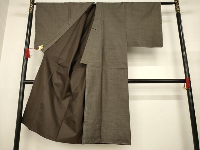 平和屋着物●男性　本場大島紬　アンサンブル　格子　池田屋謹製　証紙付き　正絹　逸品　AABA9782ck