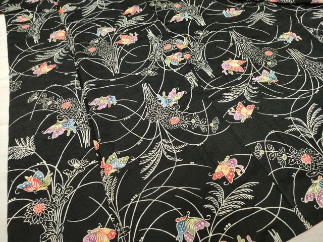 平和屋着物●上質な小紋 型染め 花蝶文 正絹 逸品 AABA9792ck