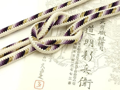 平和屋着物●極上 有職組紐道明 帯締め 奈良組 丸胡蝶 金糸 宮内庁御用 国立博物館御用 東京芸術大学御用 逸品 AABA9879ay