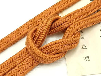 平和屋着物●極上　有職組紐道明　帯締め　冠組　黄茶色　宮内庁御用　国立博物館御用　東京芸術大学御用　逸品　AABA9997ay