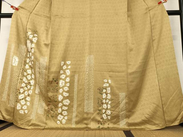 平和屋着物●訪問着　絞り　刺繍　色紙花文　金彩　正絹　逸品　AABB0044zg