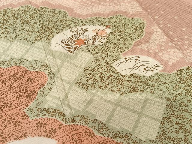 平和屋着物●訪問着 絞り 刺繍 雲重ね花文 金彩 正絹 逸品 未使用 AABB0046zg