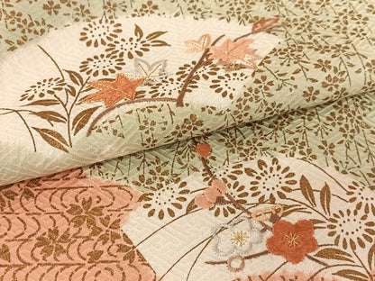 平和屋着物●訪問着 絞り 刺繍 雲重ね花文 金彩 正絹 逸品 未使用 AABB0046zg