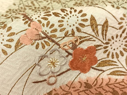 平和屋着物●訪問着 絞り 刺繍 雲重ね花文 金彩 正絹 逸品 未使用 AABB0046zg