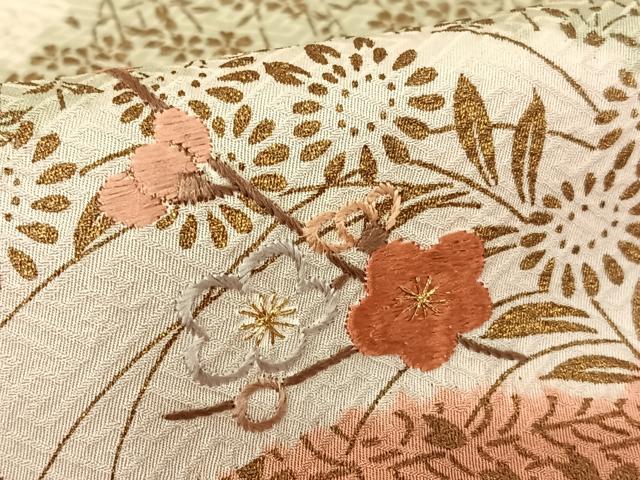 平和屋着物●訪問着 絞り 刺繍 雲重ね花文 金彩 正絹 逸品 未使用 AABB0046zg