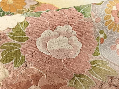 平和屋着物●訪問着 作家物 中国三大刺繍 汕頭刺繍 スワトウ刺繍 地紙重ね梅松文 暈し染め 金彩 正絹 逸品 AABB0050zg