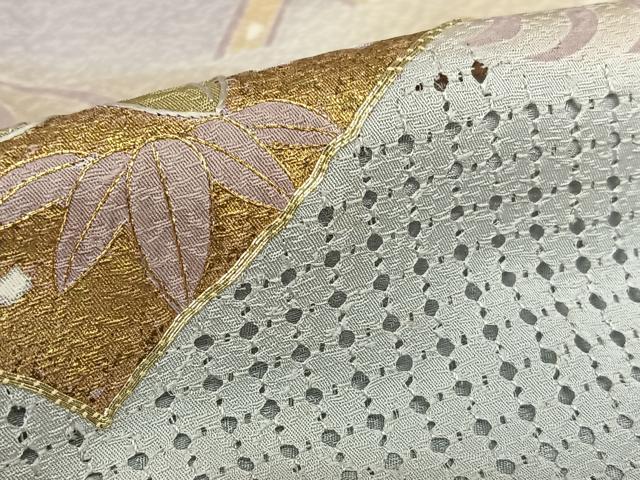 平和屋着物●訪問着 作家物 中国三大刺繍 汕頭刺繍 スワトウ刺繍 地紙重ね梅松文 暈し染め 金彩 正絹 逸品 AABB0050zg