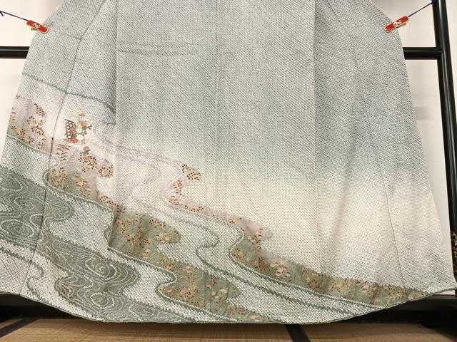 平和屋着物●訪問着　絞り　刺繍　花籬文　金彩　正絹　逸品　AABB0055zg