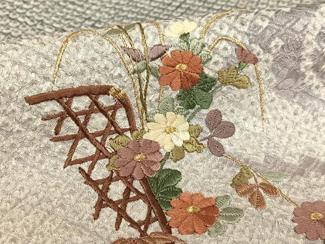 平和屋着物●訪問着　絞り　刺繍　花籬文　金彩　正絹　逸品　AABB0055zg