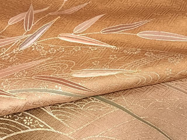 平和屋着物●訪問着　駒刺繍　笹花文　暈し染め　金彩　正絹　逸品　AABB0063zg