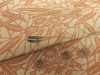 平和屋着物●上質な小紋　型染め　草花文　鬼しぼ縮緬　正絹　逸品　AABB0066zg