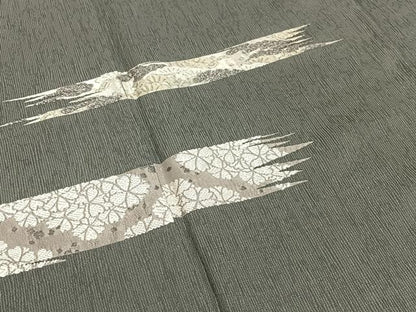 平和屋着物●訪問着　刺繍　花松文　銀糸　胴抜き仕立て　正絹　逸品　AABB0068zg