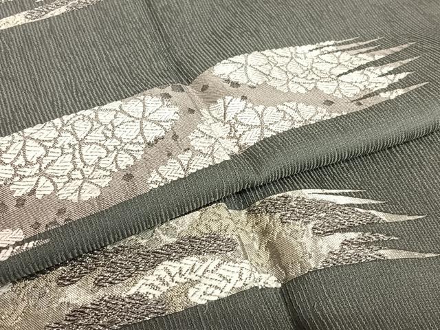 平和屋着物●訪問着　刺繍　花松文　銀糸　胴抜き仕立て　正絹　逸品　AABB0068zg