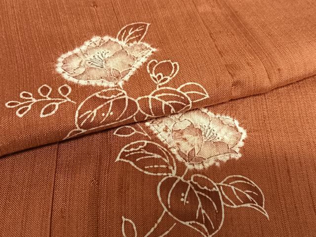 平和屋着物●上質な小紋　紬地　絞り　枝花文　正絹　逸品　AABB0070zg