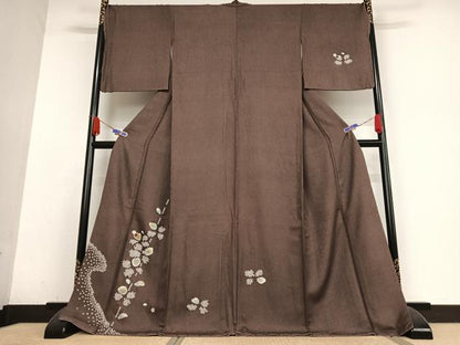 平和屋着物●訪問着　絞り　刺繍　舞花文　金彩　ロング丈　正絹　逸品　未使用　AABB0101zg