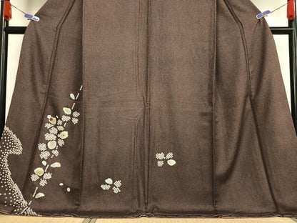 平和屋着物●訪問着　絞り　刺繍　舞花文　金彩　ロング丈　正絹　逸品　未使用　AABB0101zg