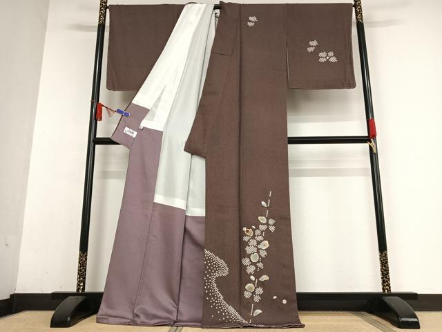 平和屋着物●訪問着　絞り　刺繍　舞花文　金彩　ロング丈　正絹　逸品　未使用　AABB0101zg