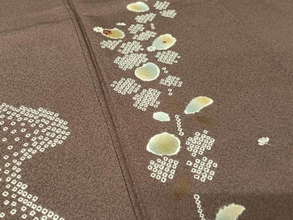 平和屋着物●訪問着　絞り　刺繍　舞花文　金彩　ロング丈　正絹　逸品　未使用　AABB0101zg