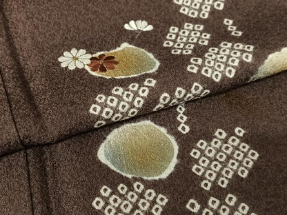 平和屋着物●訪問着　絞り　刺繍　舞花文　金彩　ロング丈　正絹　逸品　未使用　AABB0101zg
