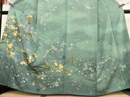 平和屋着物●漆工芸作家　金森一博　訪問着　枝桜　暈し染め　金彩　正絹　逸品　AABB0105zg