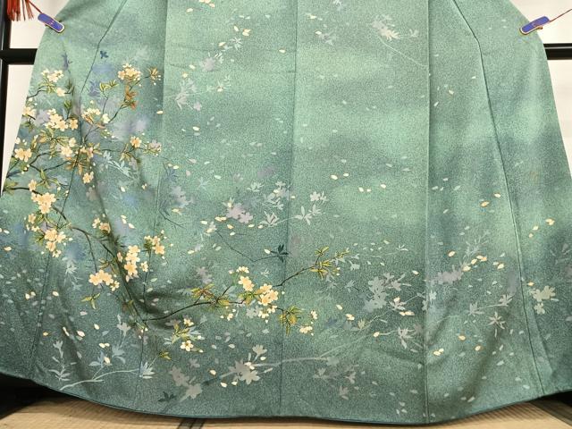 平和屋着物●漆工芸作家　金森一博　訪問着　枝桜　暈し染め　金彩　正絹　逸品　AABB0105zg