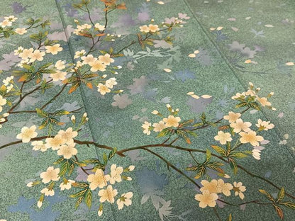 平和屋着物●漆工芸作家　金森一博　訪問着　枝桜　暈し染め　金彩　正絹　逸品　AABB0105zg