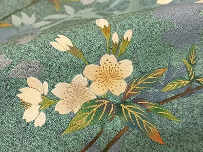 平和屋着物●漆工芸作家　金森一博　訪問着　枝桜　暈し染め　金彩　正絹　逸品　AABB0105zg
