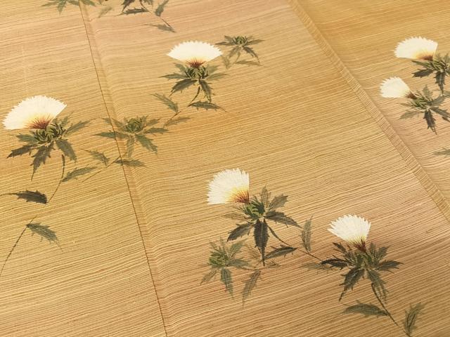 平和屋着物●紅花紬 米沢 訪問着 作家物 彩峯 手描き 紅花 正絹 逸品 AABB0106zg