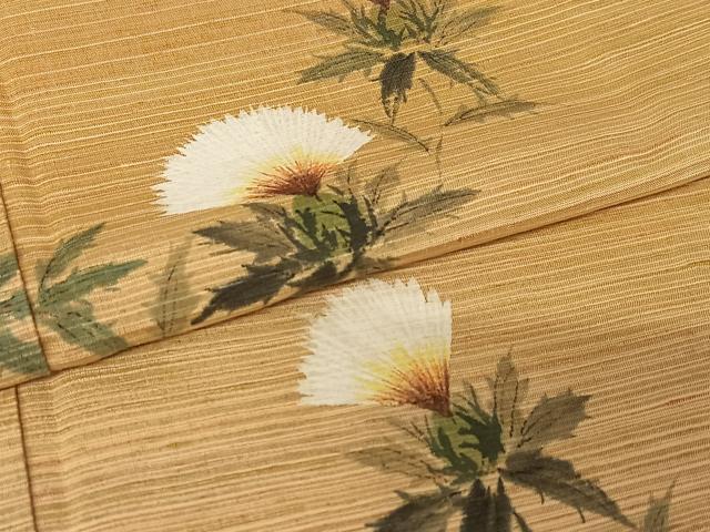 平和屋着物●紅花紬 米沢 訪問着 作家物 彩峯 手描き 紅花 正絹 逸品 AABB0106zg