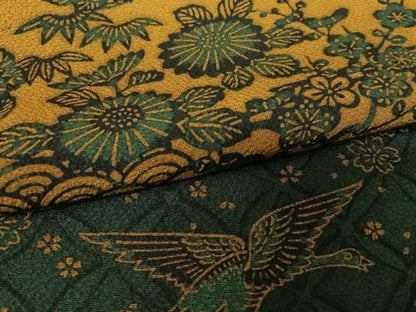 平和屋着物●訪問着　型染め　横段花鳥文　正絹　逸品　AABB0114zg