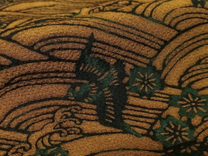 平和屋着物●訪問着　型染め　横段花鳥文　正絹　逸品　AABB0114zg